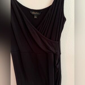 Goldray fraidy knit Black Sleeveless wrap Dress with adjustable straps